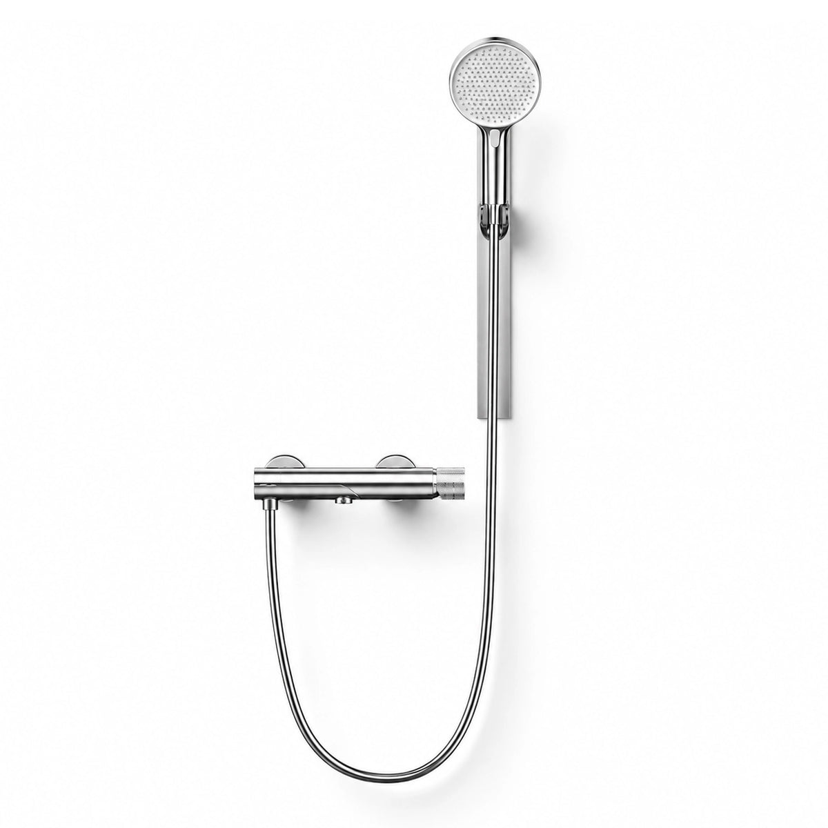 Slide bar thermostatic shower set, all‑in‑one wall‑mount chrome design