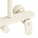Shower mixing valve handle, hot‑cold marked knob