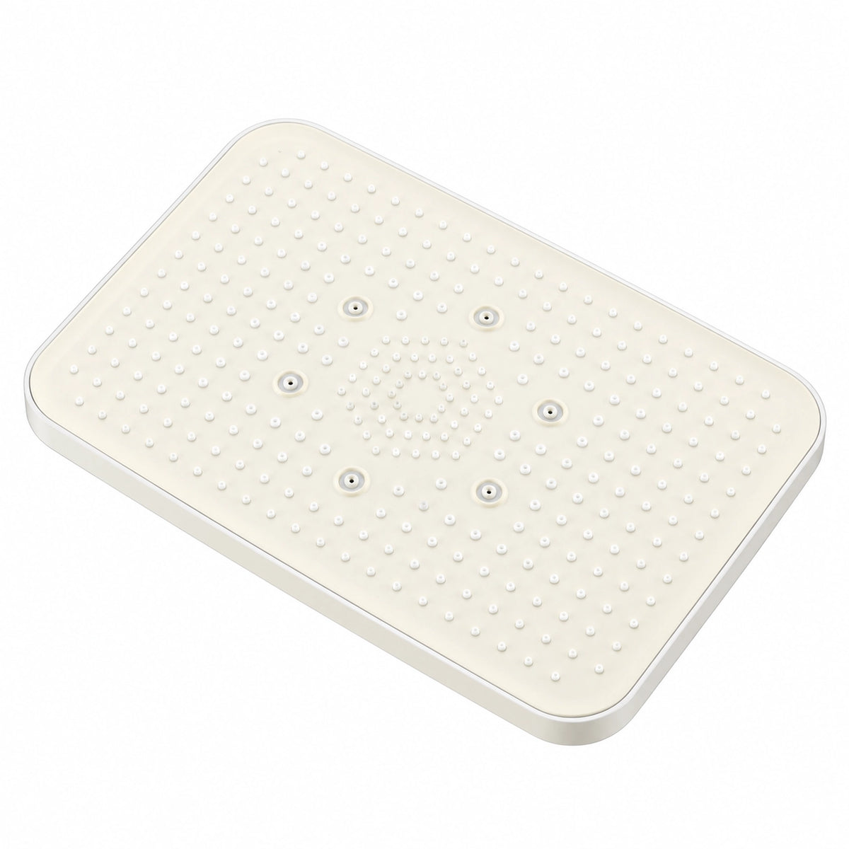 Rectangular overhead rain head, dense silicone nozzles