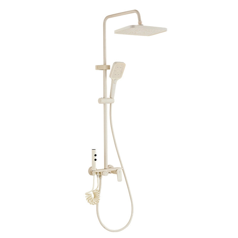 4‑function shower set, cream finish with square rain head and spray gun