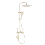 4‑function shower set, cream finish with square rain head and spray gun
