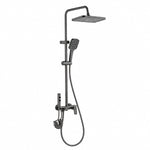 4‑function shower set, gray finish with square rain head and spray gun