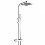 Polished chrome shower system, sleek square slide bar design