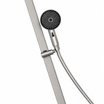 Gunmetal handheld shower slider bracket, swivel joint and hose detail