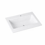 Rectangular undermount sintered stone bathroom sink, white matte single basin