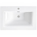 White rectangular ceramic countertop bathroom vanity sink, top view