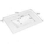 White integrated ceramic vanity sink dimension diagram, 31.1"L x22.0"W x6.7"H, basin 20.5"L x12.8"W x5.1"D