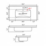 Technical line drawing of integrated vanity sink with inch dimension markings