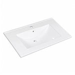 White integrated ceramic vanity sink top, isolated on plain white background