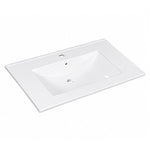 White integrated ceramic vanity sink, white single basin