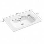White ceramic oval undermount sink dimension diagram, 31.9"L x20.1"W x7.1"H, basin 23.2"L x14.2"W x5.7"D