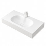 Oval Engineered Stone Wall-Mount Bathroom Sink, main product image on white background