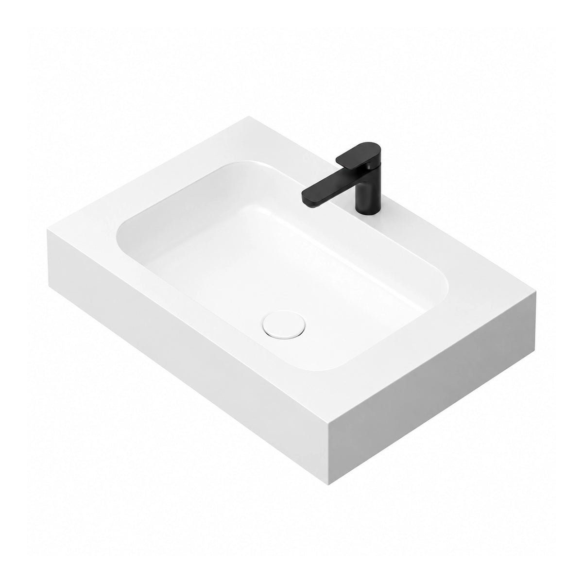 Platinum White Rectangular Sintered Stone Wall-Mount Bathroom Sink main product shot