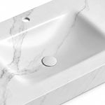 Calacatta White Sintered Stone Undermount Sink close-up, basin and drain detail