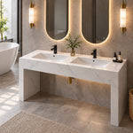 Rectangular console double basin sink, luxury bathroom vanity shot