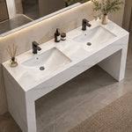 Rectangular console double basin sink, high-angle view of double basins