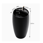 Black ceramic round pedestal bathroom sink, 18.9" Dia × 33.9" H, with 16.9" basin diameter and 5.9" basin depth