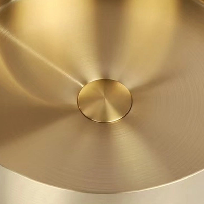 Close-up of the gold stainless steel round vessel sink basin