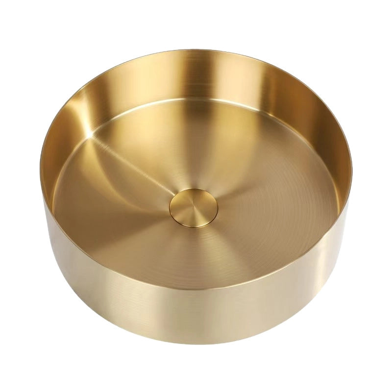 Gold stainless steel round vessel bathroom sink