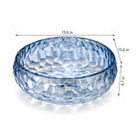Blue glass round vessel bathroom sink, 15.6" Dia × 6.7" H